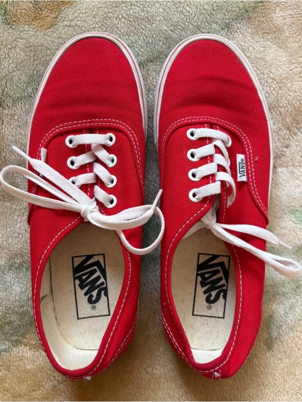 Vans Red Canvas Low-Top Sneakers with White Laces